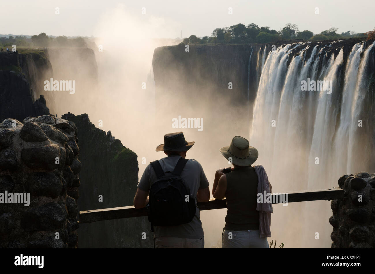 La Victoria Falls. Fiume Zambesi. Livingstone. Zambia. Foto Stock