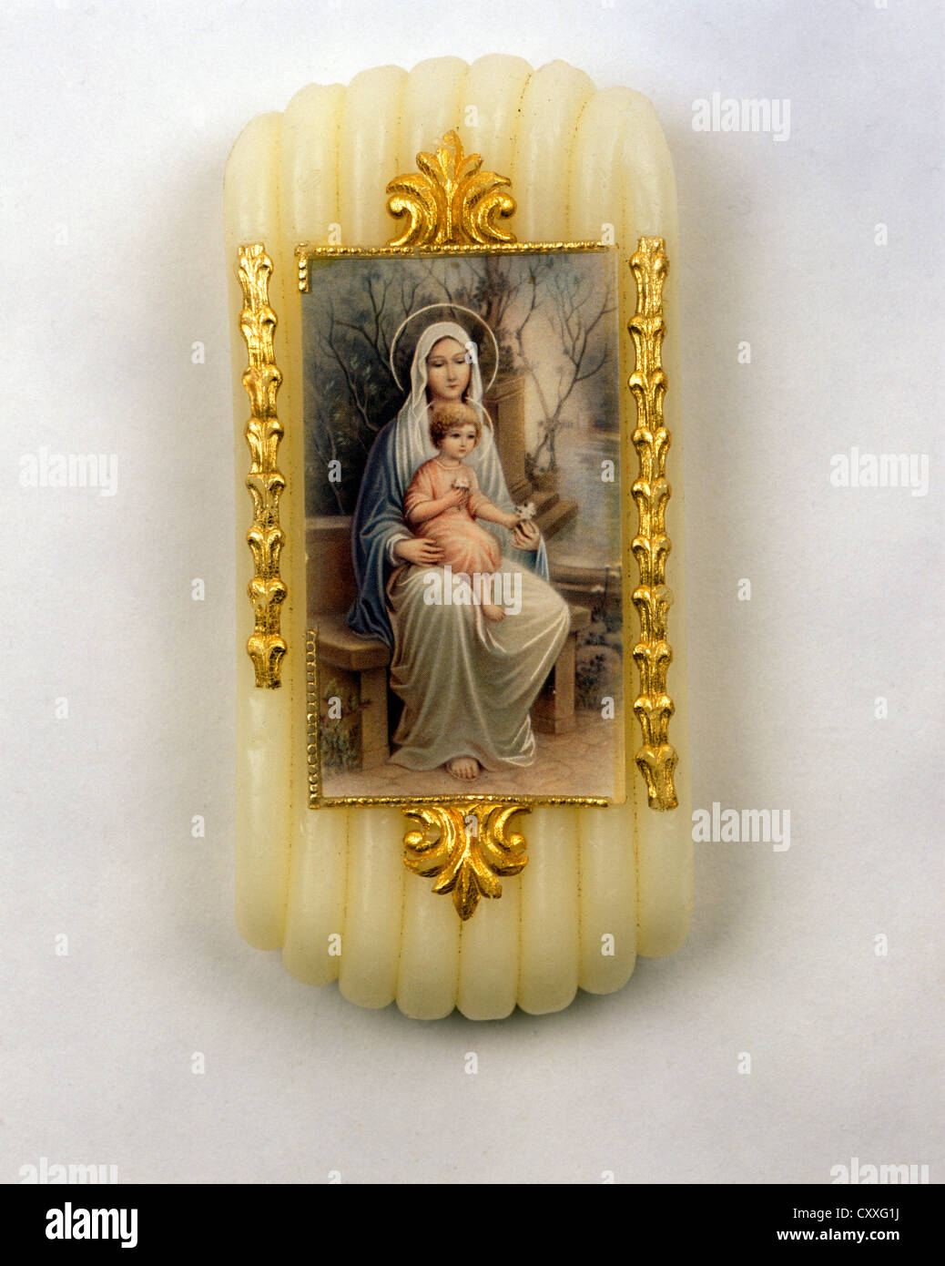 Conicità di cera con Maria la Madre di Dio Foto Stock