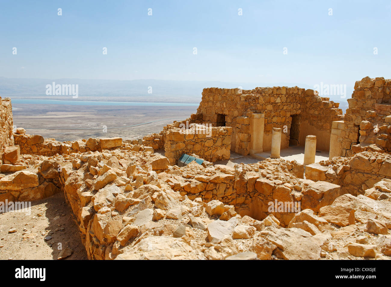 Ebraico fortezza di Masada, Sito Patrimonio Mondiale dell'UNESCO, in Cisgiordania, Israele, Medio Oriente Foto Stock