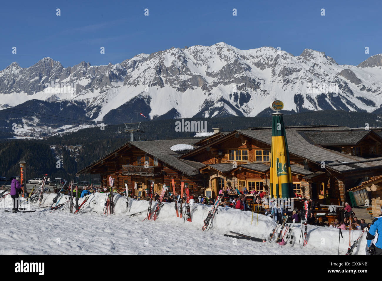 Schladming, Planai, città ospite del Alpine Campionati Mondiali di sci nel 2013, Stiria, Austria, Europa Foto Stock