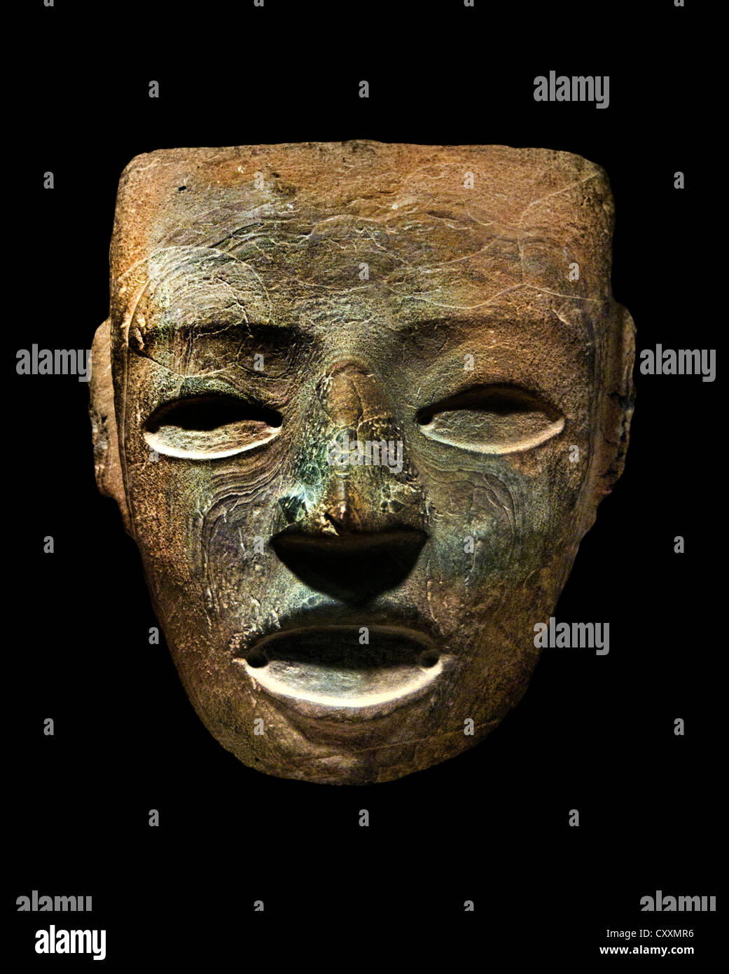 3 maschera - VII secolo Mesoamerica Teotihuacan Onice 41 cm messicani in Messico Foto Stock