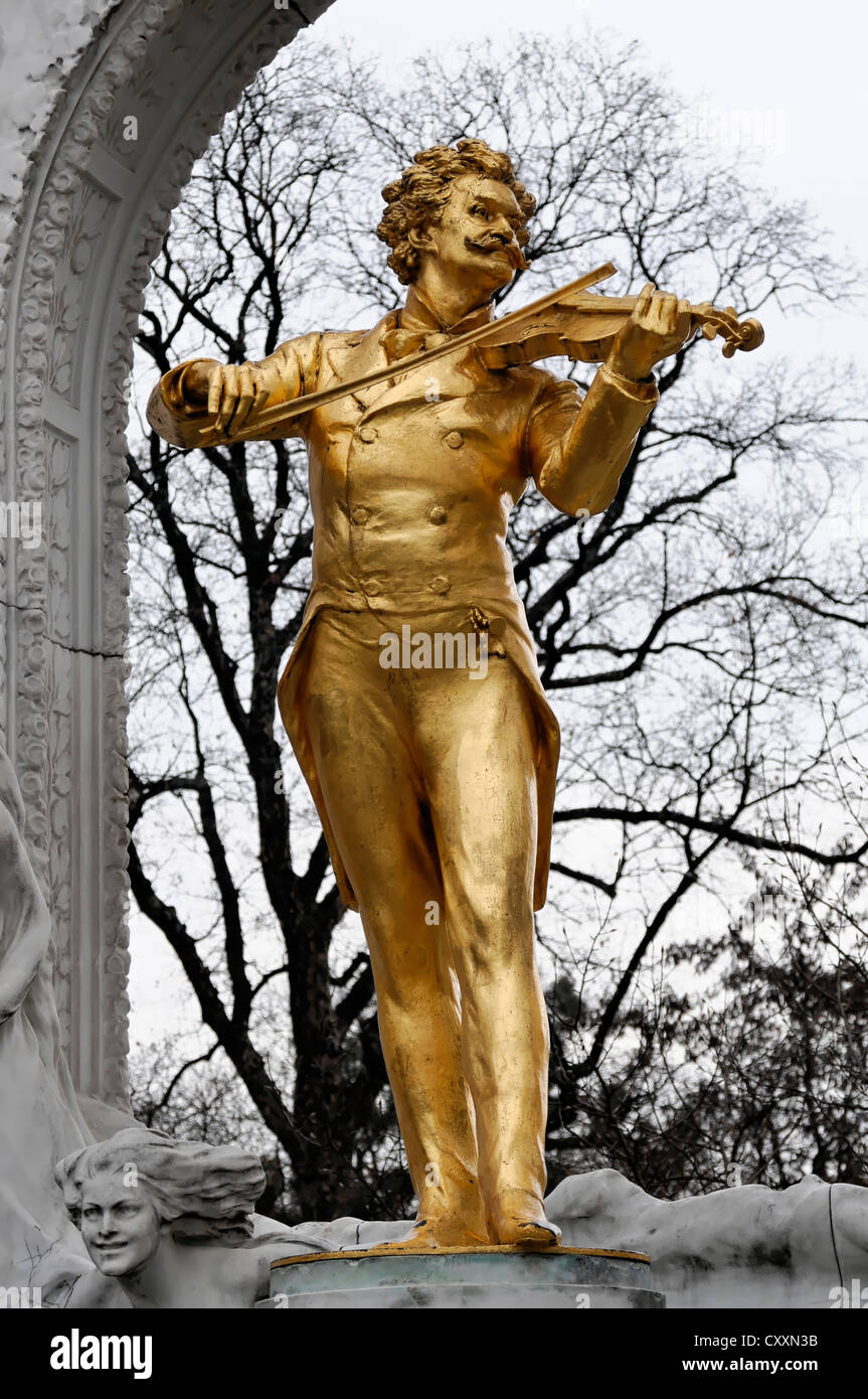 Johann Strauss monumento della città Viennese Park, Vienna, Austria, Europa Foto Stock