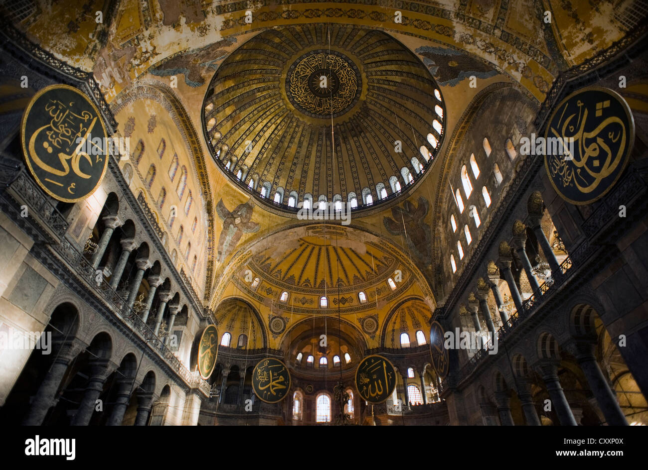 Soffitto di Hagia Sofia, (Aya Sofia), Istanbul, Turchia Foto Stock
