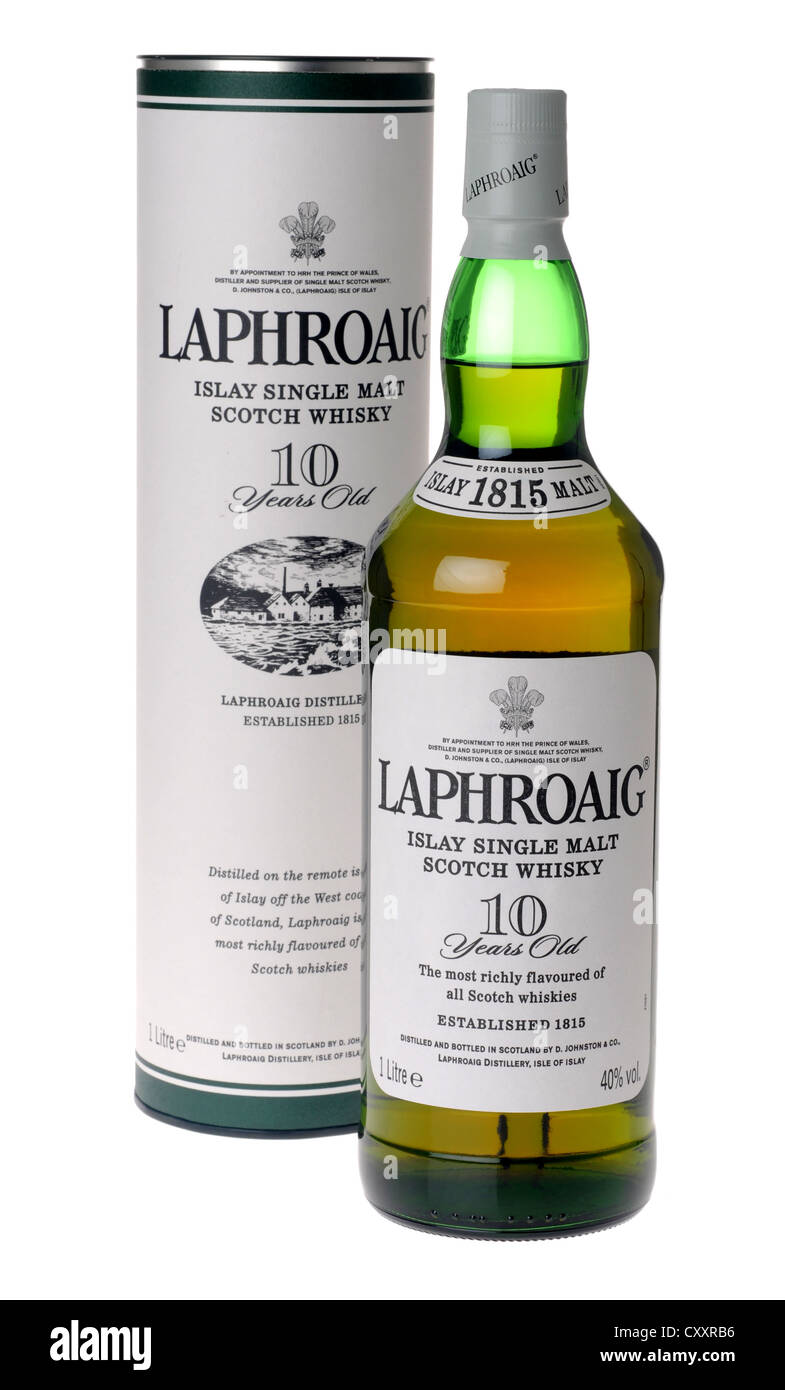 Whisky Laphroaig su "Sfondo bianco" Foto Stock