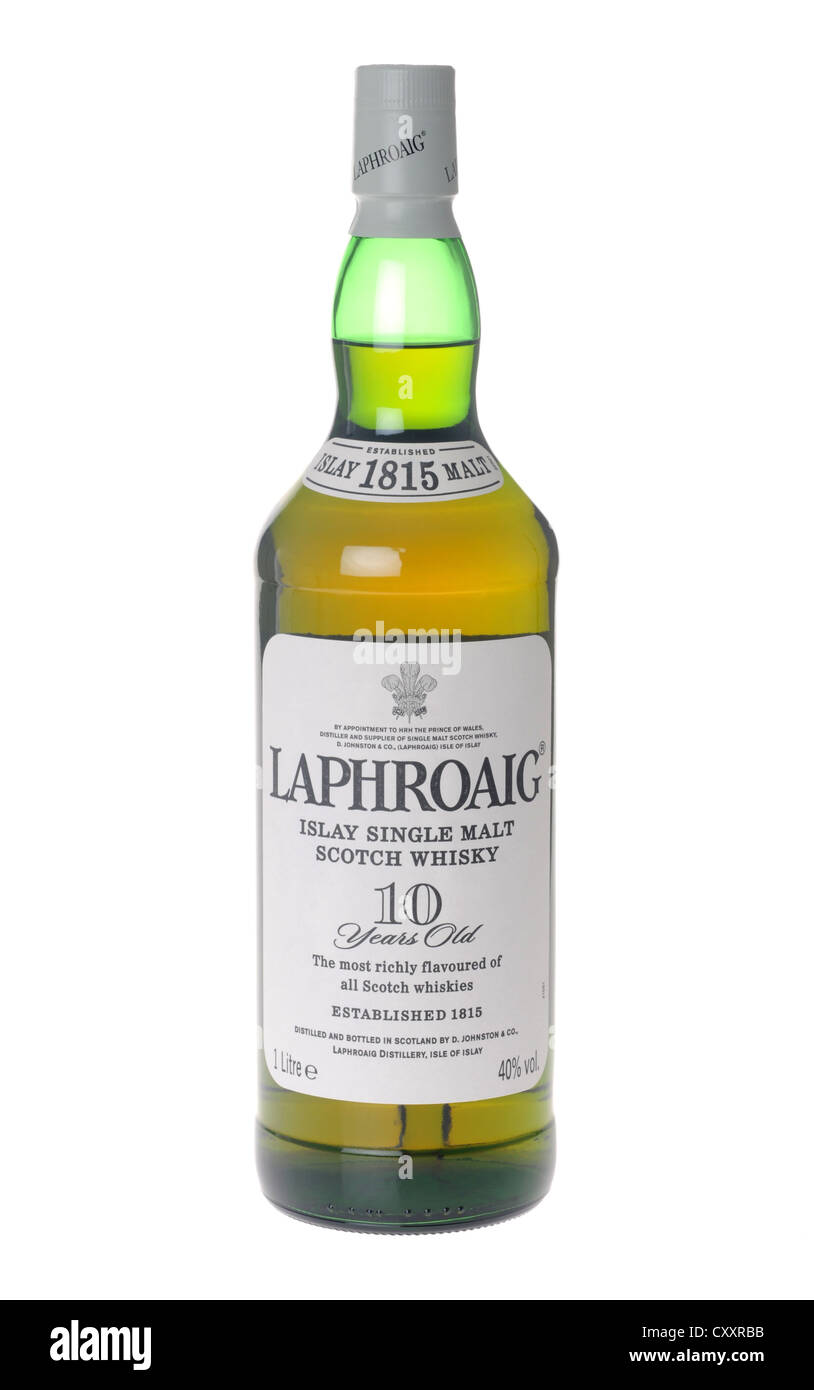 Whisky Laphroaig su "Sfondo bianco" Foto Stock