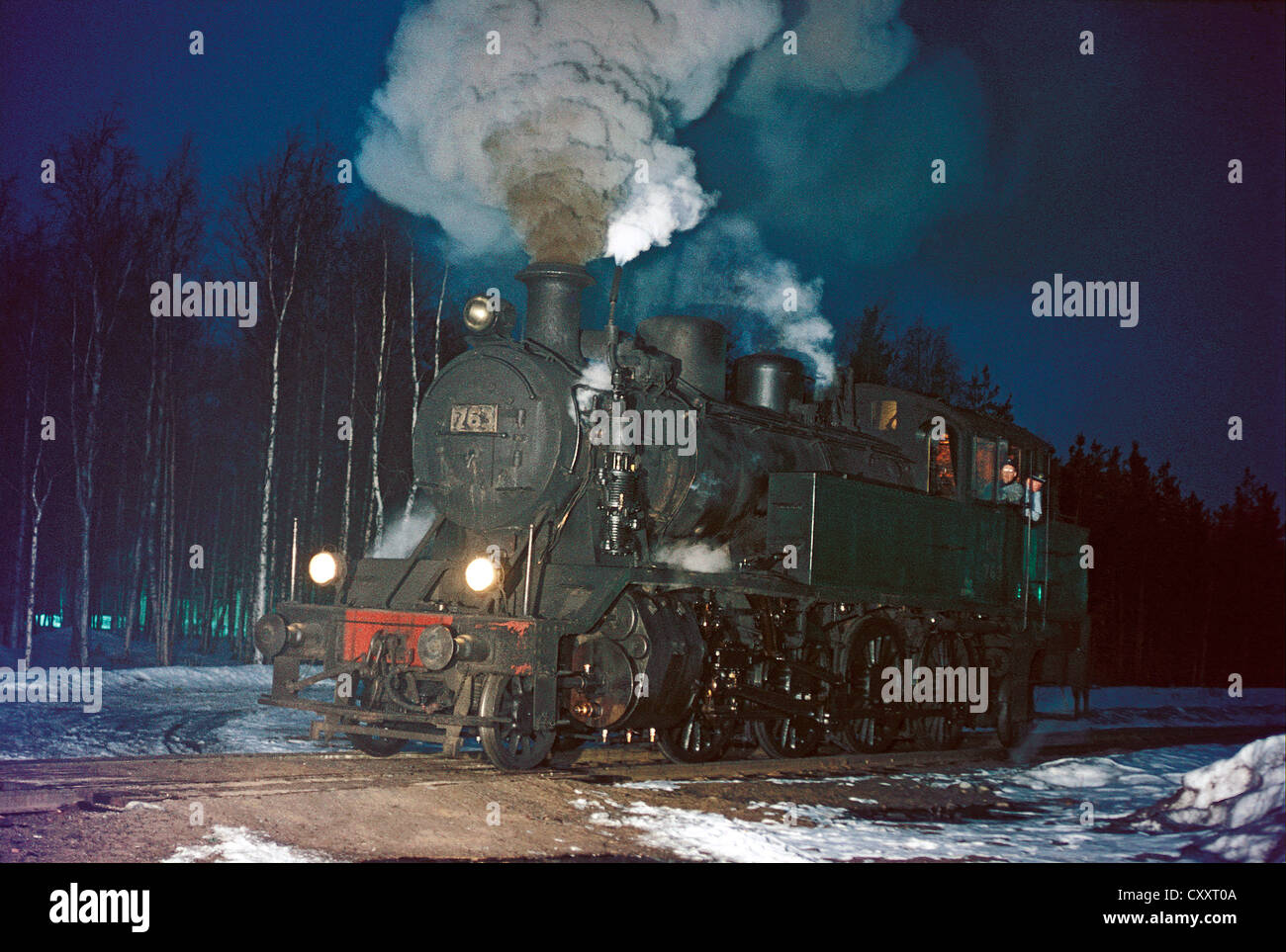 Cantieri Pieksamaki in aprile 1972 con il finlandese della ferrovia PR1 2-8-2T No.763 sui dazi di smistamento. Foto Stock