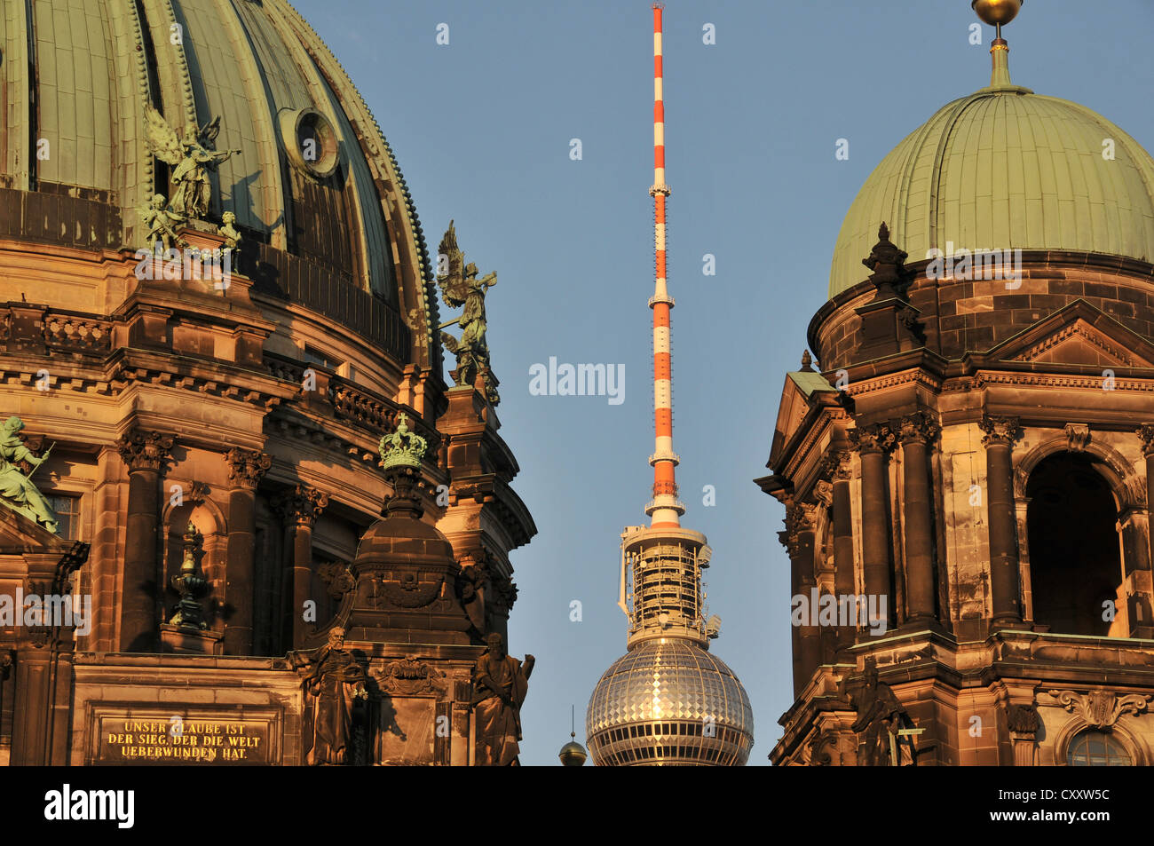 La cattedrale e la torre della televisione di Berlino, Germania Foto Stock