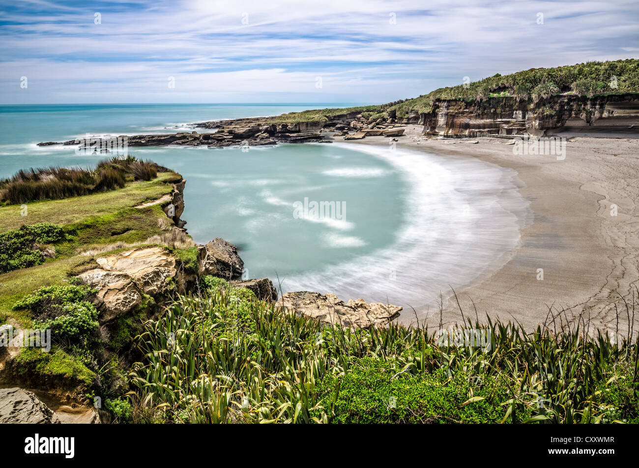 Truman Bay, nella costa occidentale dell'Isola del Sud, Nuova Zelanda, Oceania Foto Stock