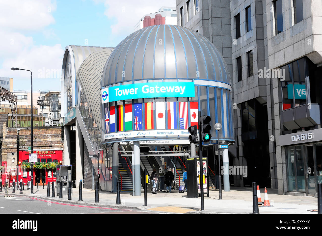 Tower Gateway, Docklands Light Railway Station, London, England, Regno Unito, Europa Foto Stock