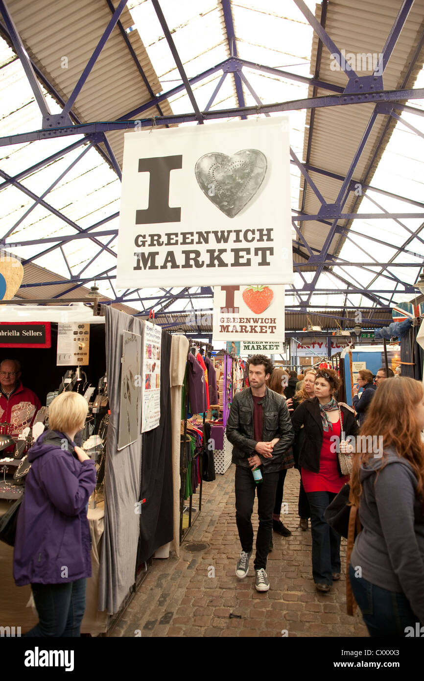 Mercato di Greenwich, a sud-est di Londra, England, Regno Unito Foto Stock