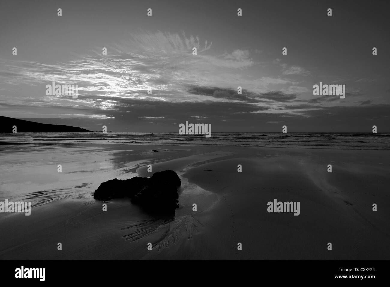 I colori del tramonto, Porthmeor Beach, St Ives town, Cornwall County; Inghilterra; Regno Unito Foto Stock