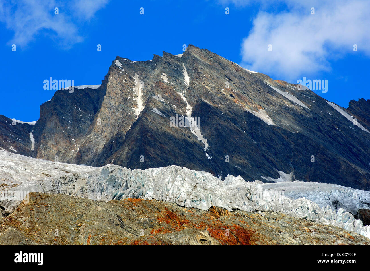 Fronte di ghiaccio del ghiacciaio Anen, Loetschental Valley, Vallese, Svizzera, Europa Foto Stock