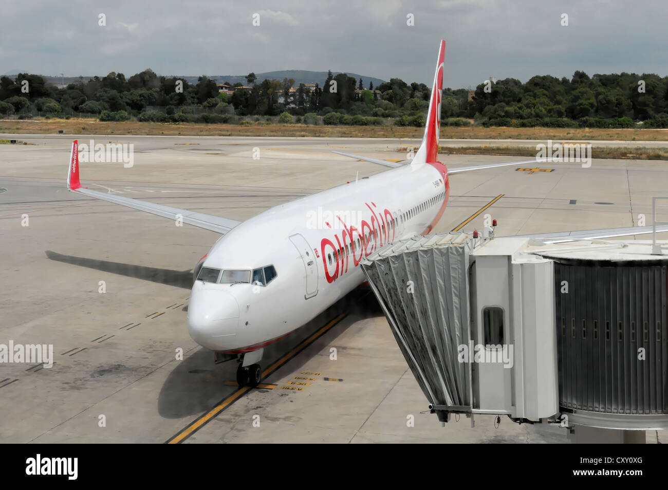 Airberlin D-ABKF Boeing B737-800: Dall'aeroporto di Madrid, Madrid, Spagna, Europa Foto Stock