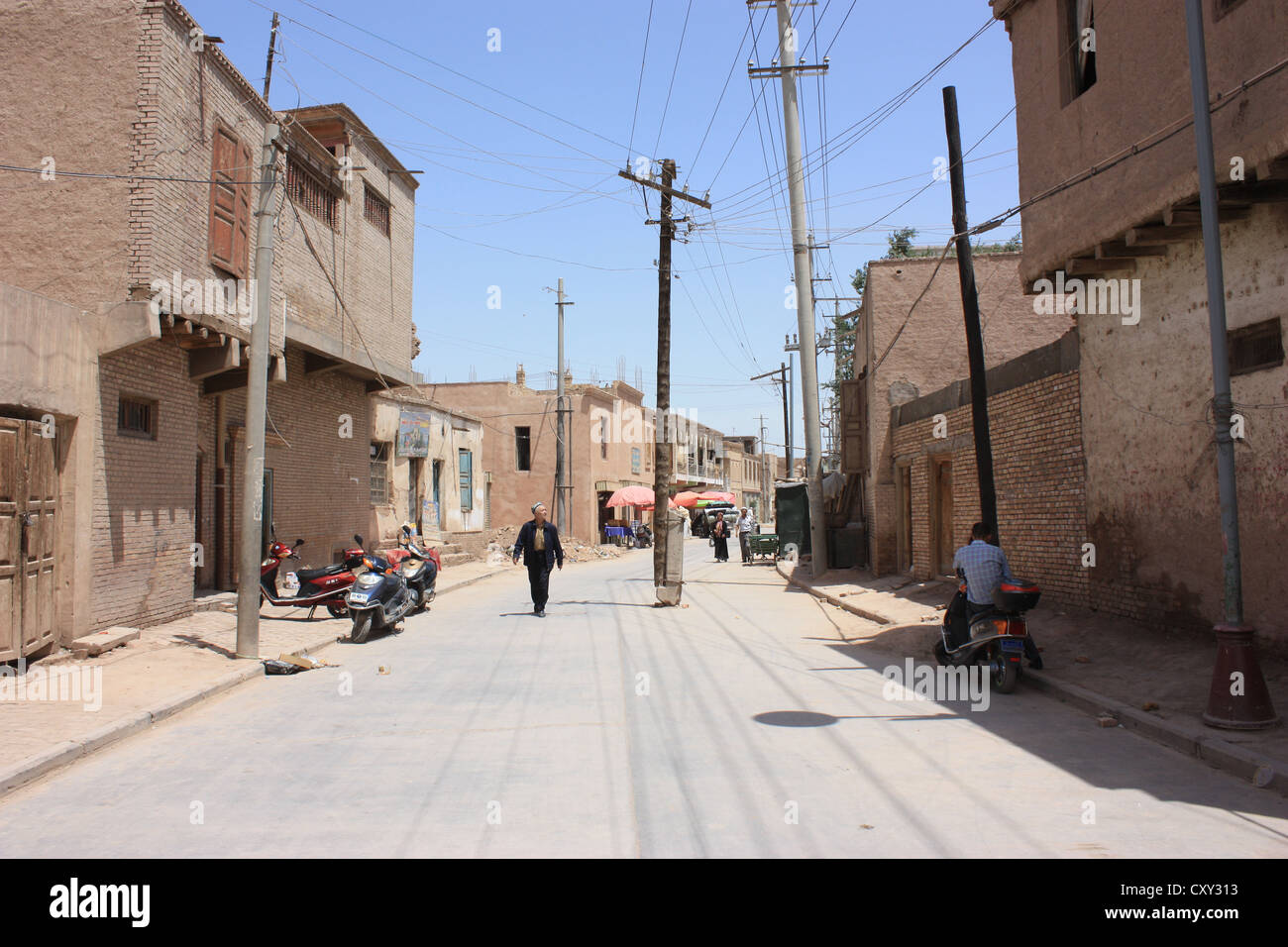 Strade di Kashgar, Xinjiang, Cina. Foto Stock