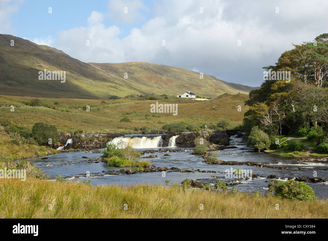 Cascata Aasleagh, Leenane, Co. Galway Repubblica di Irlanda Foto Stock