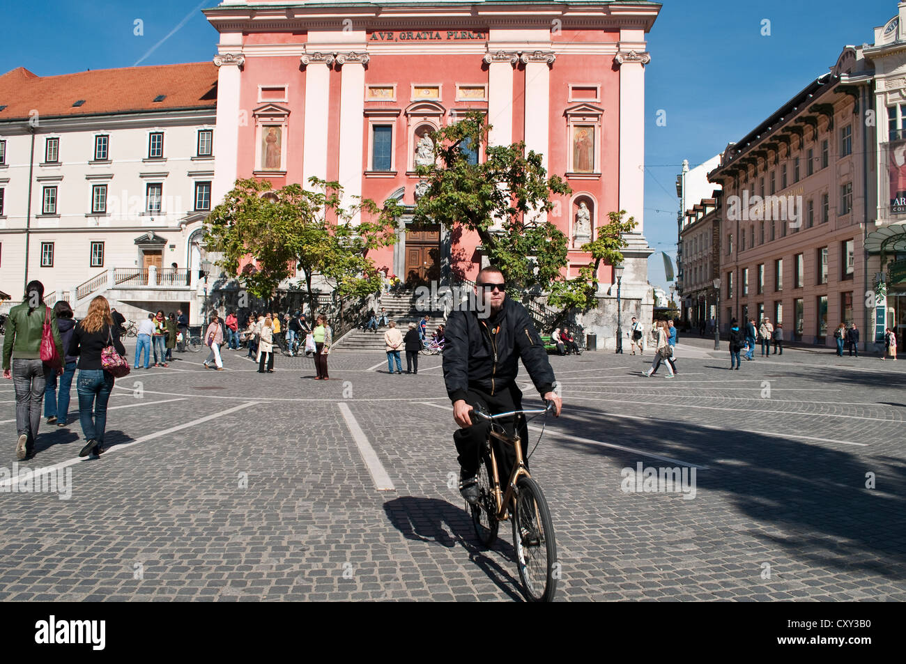 Chiesa francescana dell Annunciazione, Piazza Prešeren, Lubiana, Slovenia Foto Stock