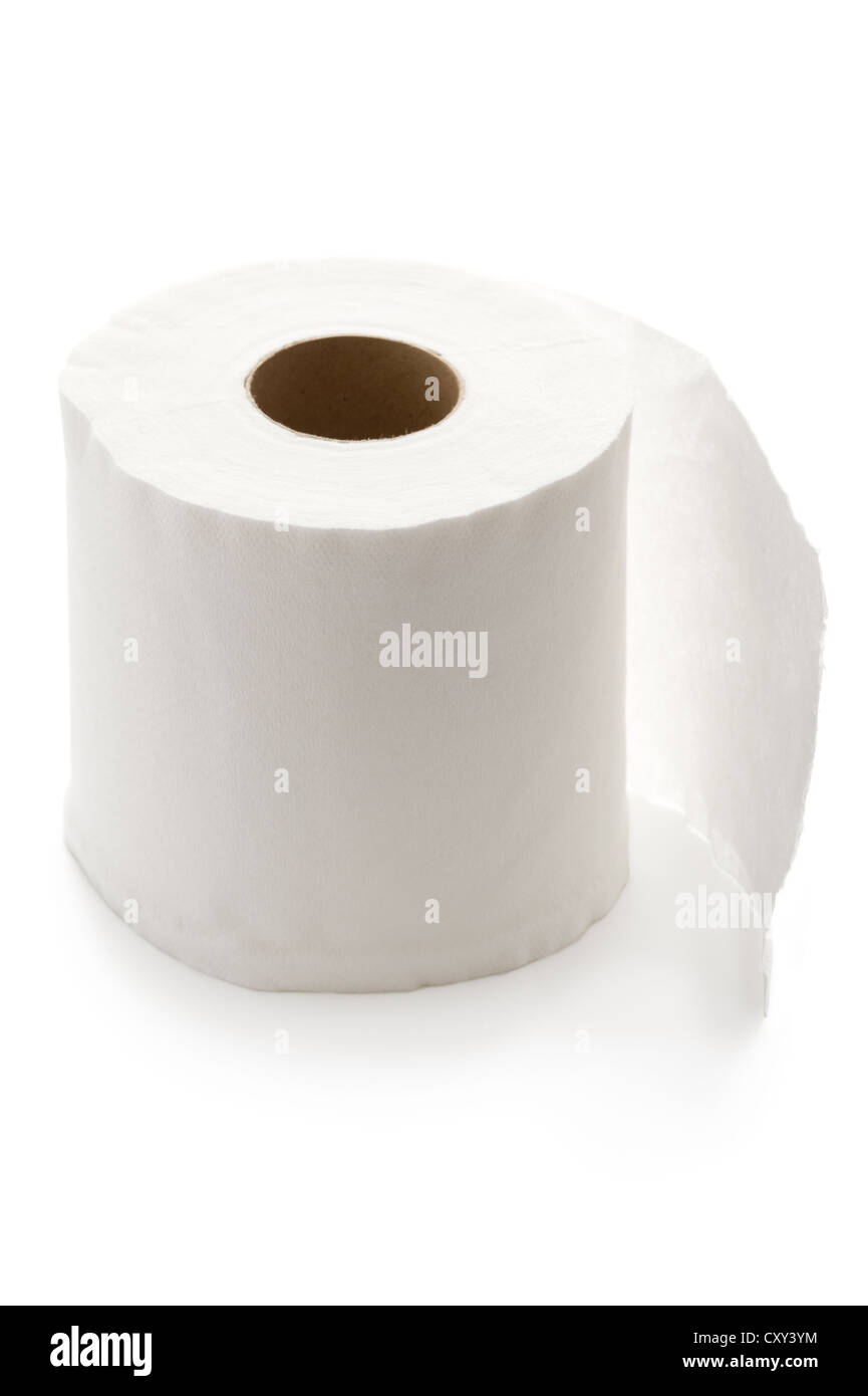 Bianco rotolo di carta igienica isolato Foto Stock