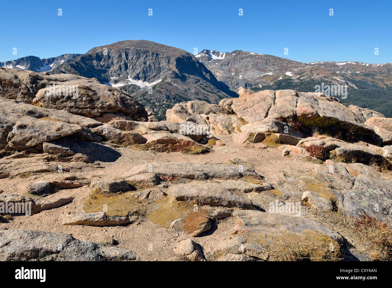 Vista della Terra Tomah Mountain e Monte Ida come si vede dal Trail Ridge Road, Rocky Mountain National Park, COLORADO, Stati Uniti d'America Foto Stock