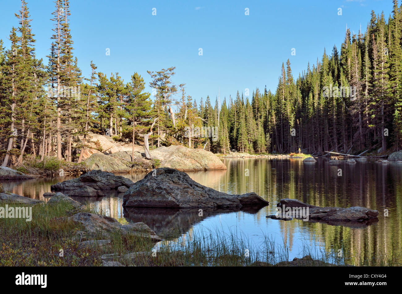 Il lago da sogno, Rocky Mountain National Park, COLORADO, Stati Uniti d'America Foto Stock