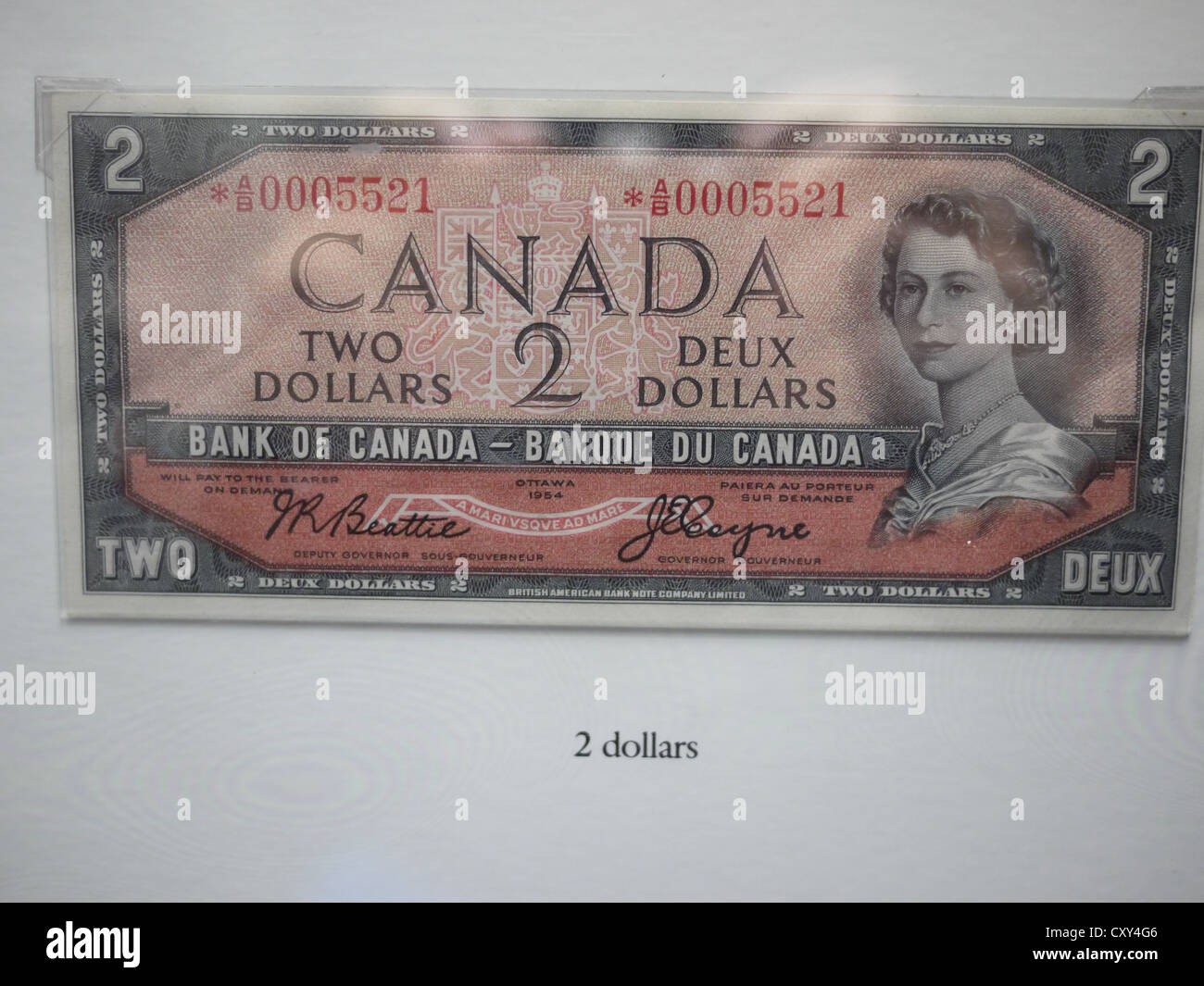 Canada carta moneta due dollari bill Foto Stock