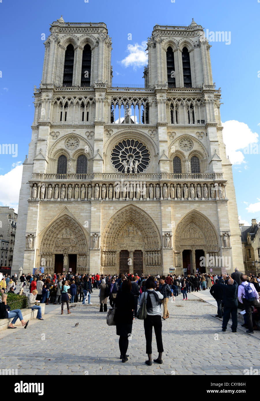 La cattedrale di Notre Dame e la Cattedrale di Notre Dame de Paris, Francia Foto Stock