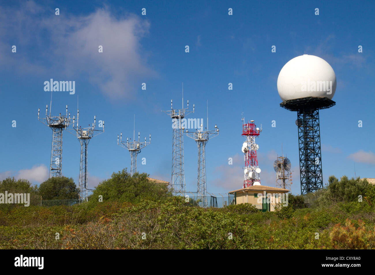 La stazione trasmittente di controllo aeronautico del radar sul Puig de  randa maiorca isole baleari Spagna Foto stock - Alamy