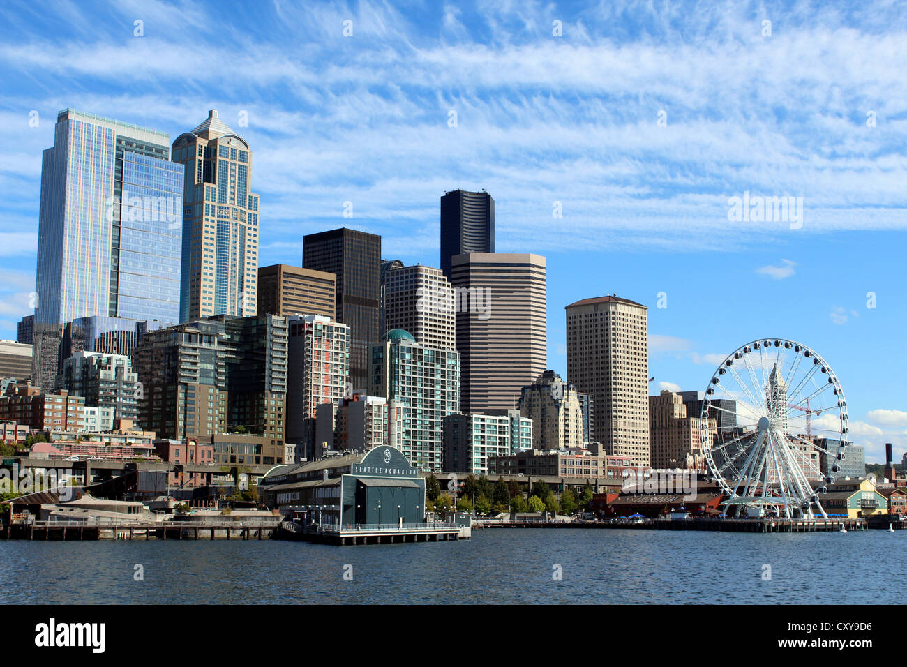 Lo skyline di Seattle, Seattle, Washington, Stati Uniti d'America Foto Stock