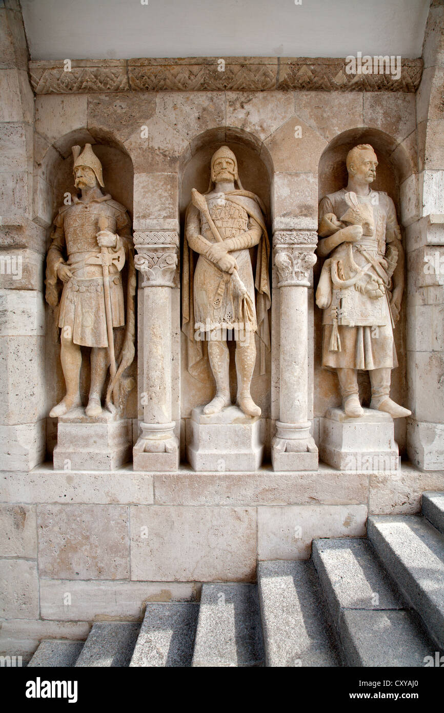 Budapest - guardiani statua da pareti di Buda Foto Stock