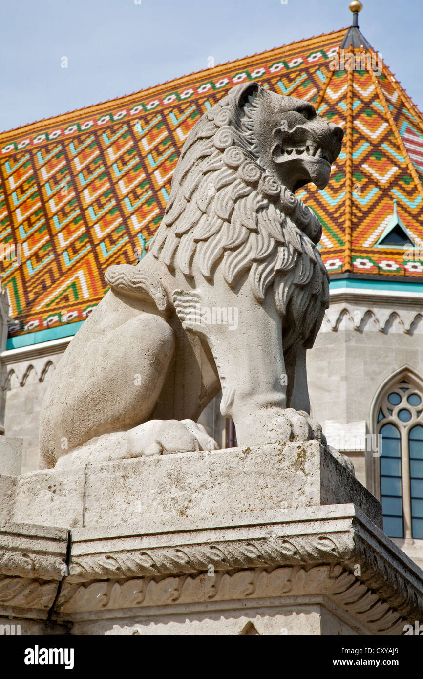 Budapest - Lion da st. Stephen memorial Foto Stock
