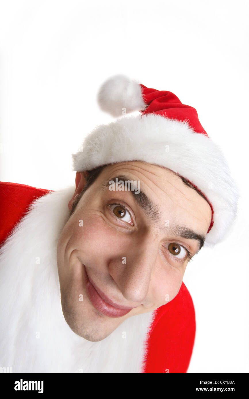 Uomo sorridente vestiti da Babbo Natale Foto Stock