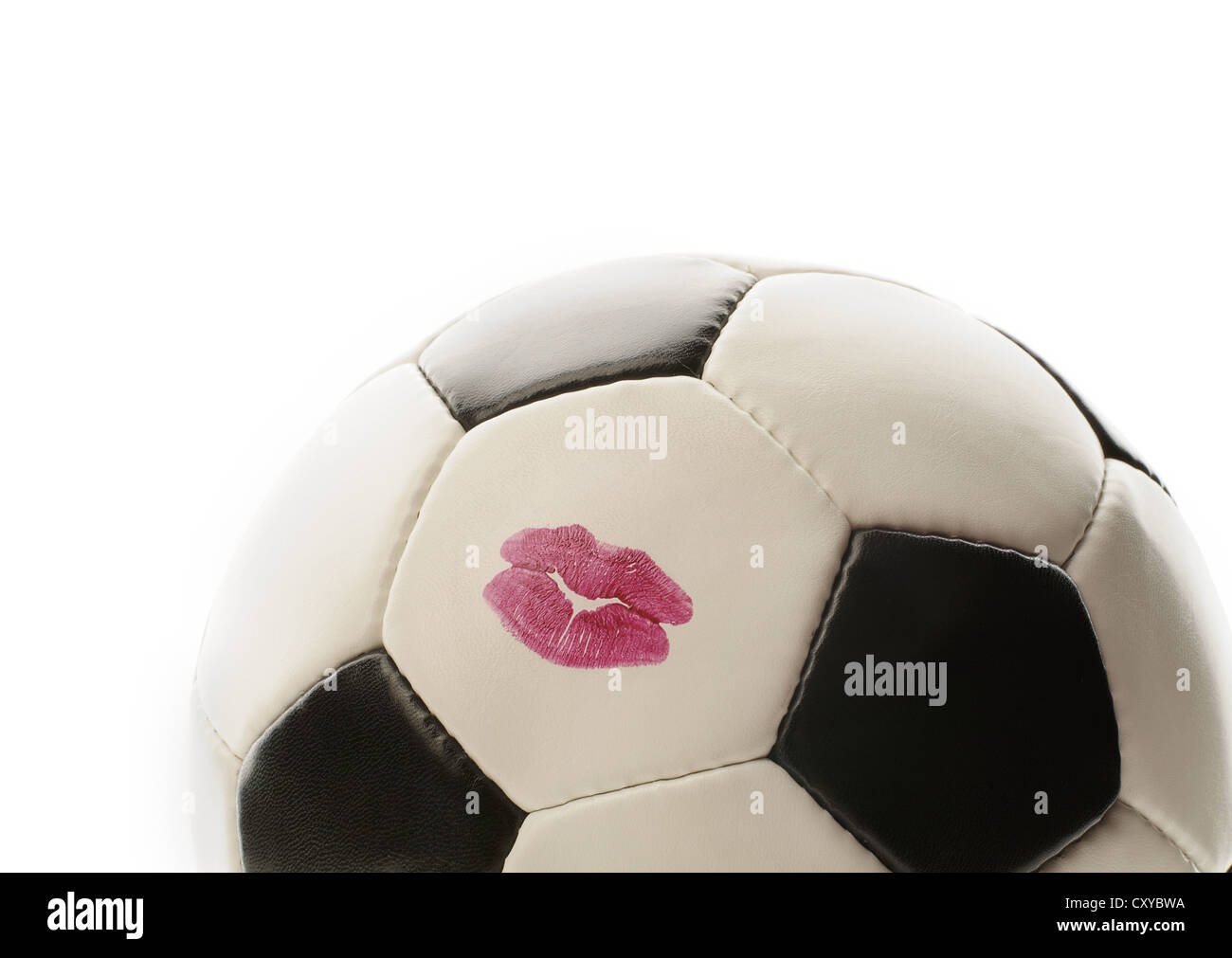 Il calcio con un rossetto kiss Foto Stock