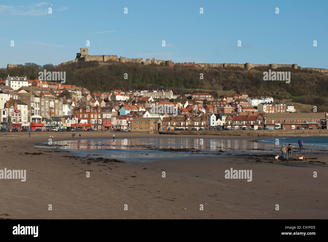 Scarborough, South Bay, in inverno Foto Stock