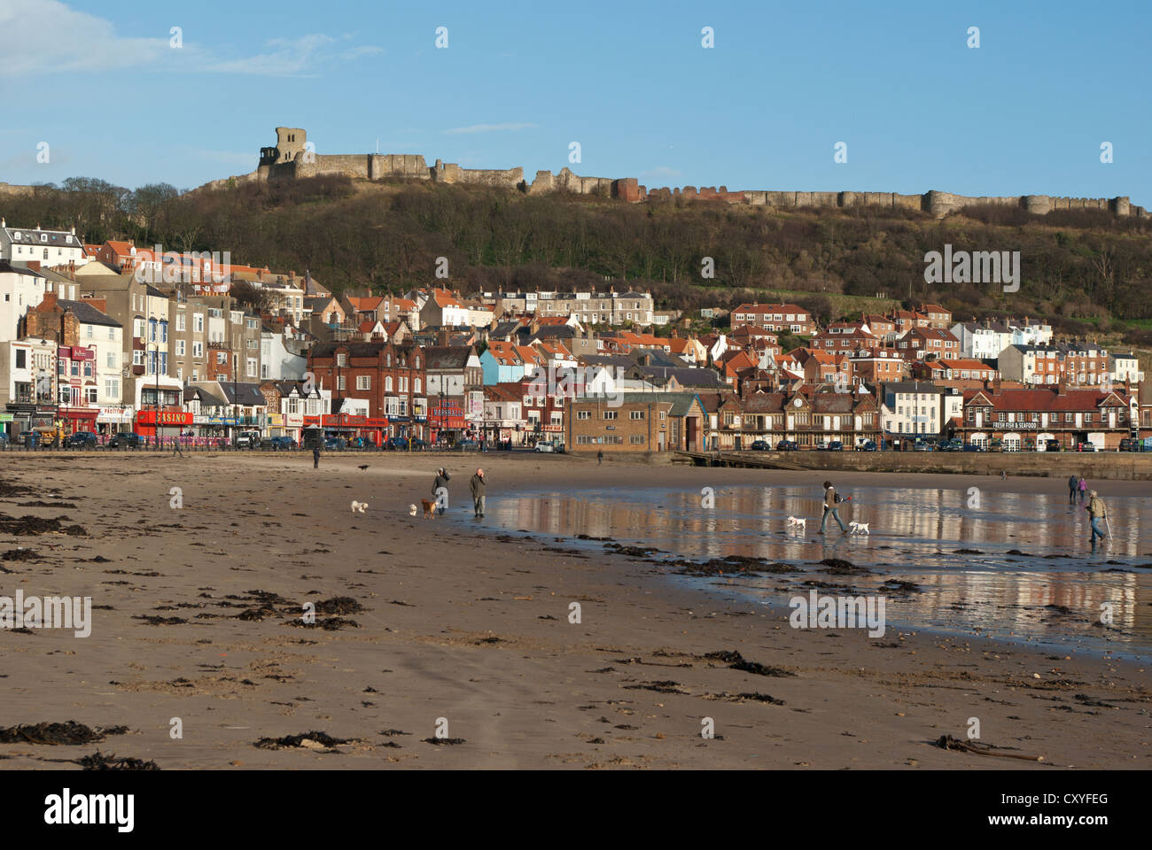 Scarborough, South Bay, in inverno Foto Stock