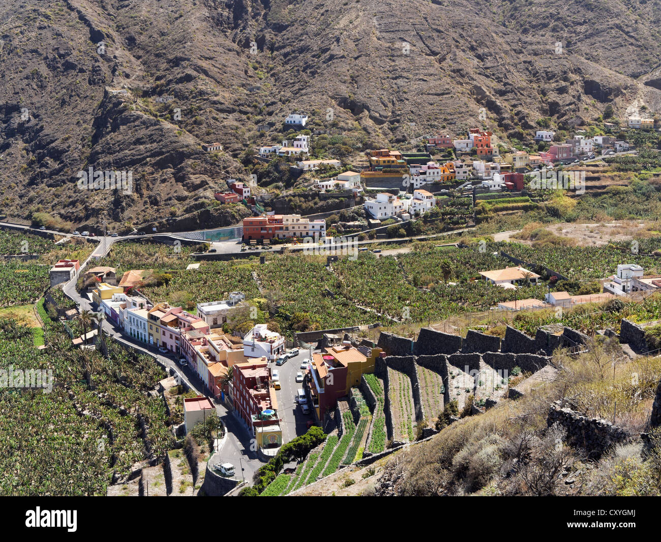 Distretti di Santa Catalina e Los Pedazitos, Hermigua, La Gomera, isole Canarie, Spagna, Europa Foto Stock