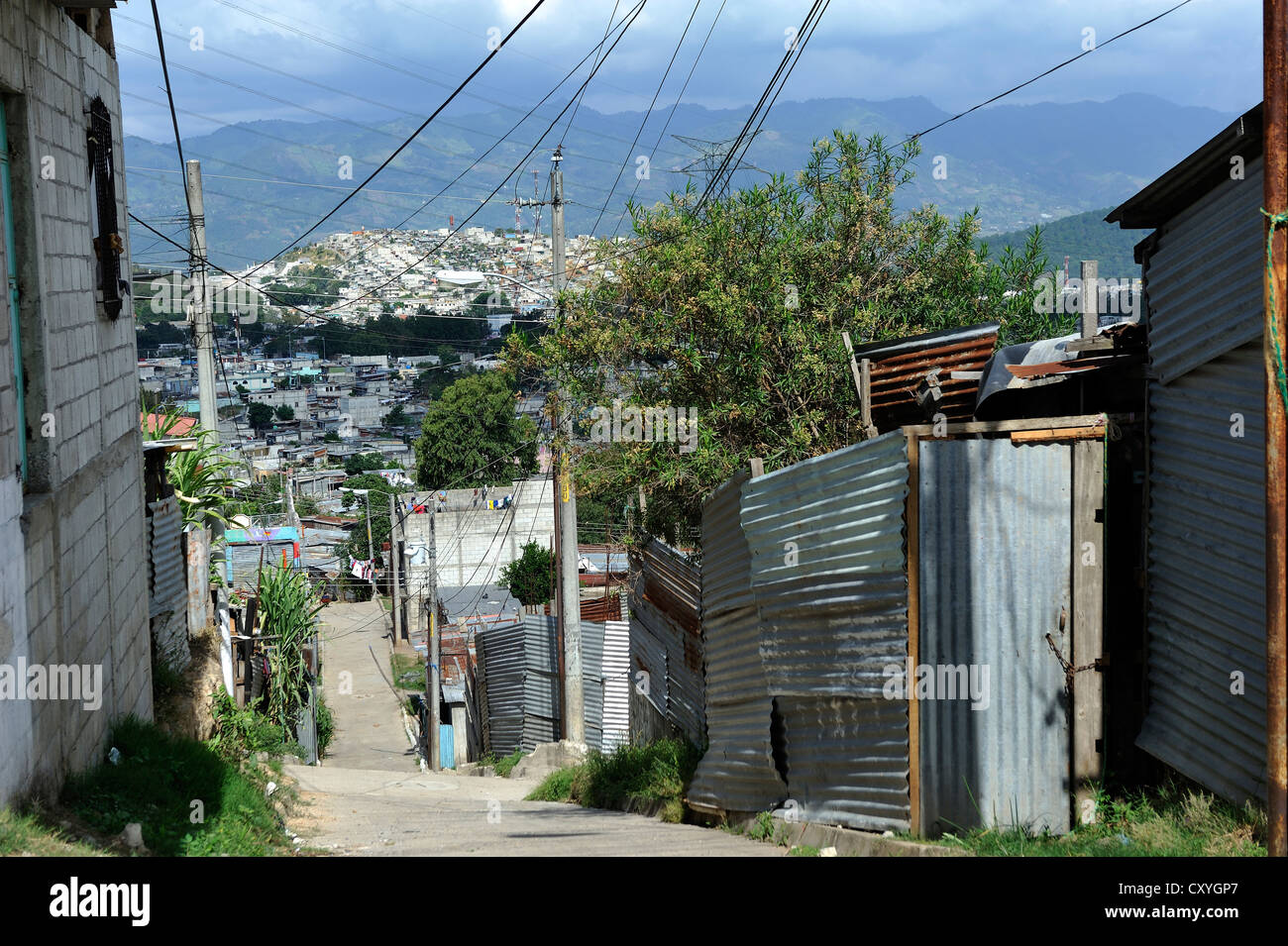 Lomas de Santa Faz baraccopoli, Città del Guatemala, Guatemala, America Centrale Foto Stock