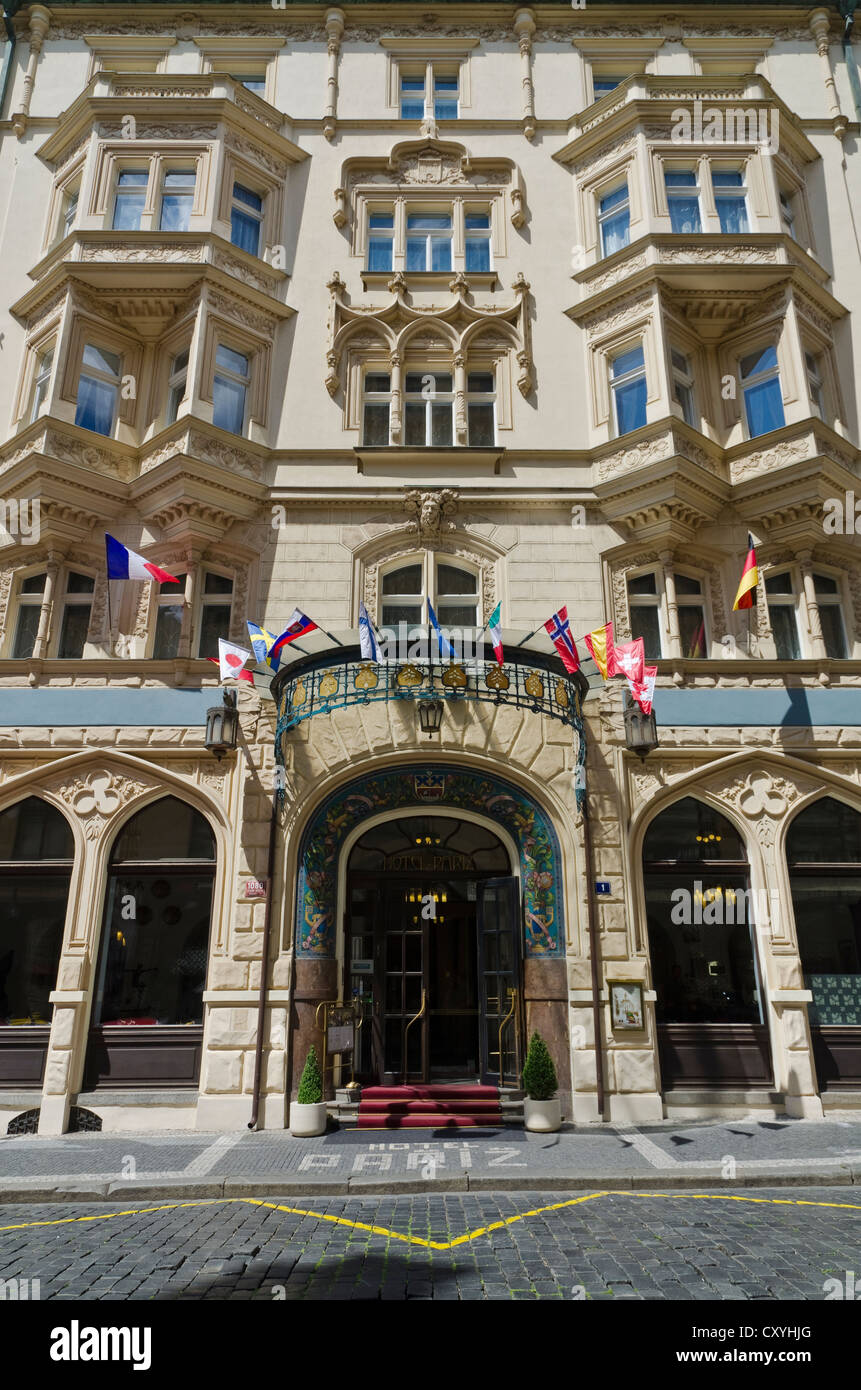 Hotel Paris, vecchio famoso hotel di Praga Repubblica Ceca, Europa Foto Stock