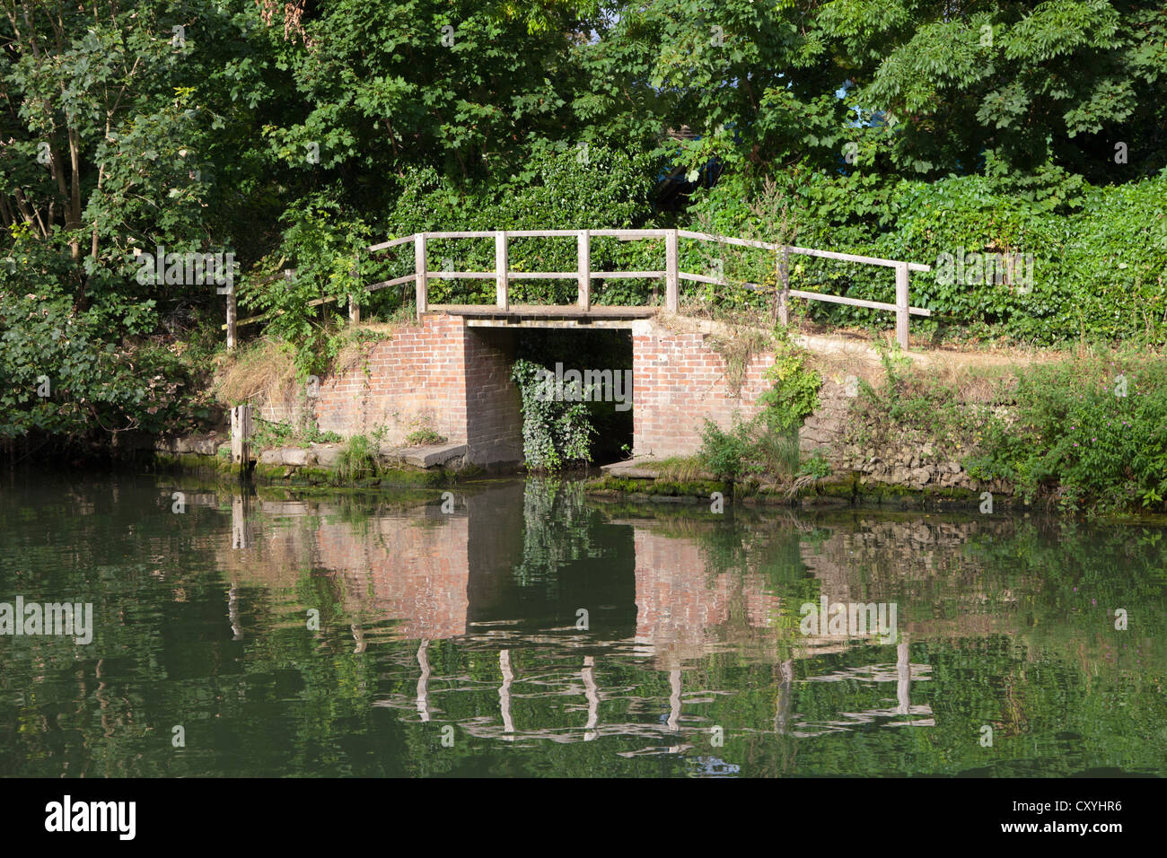 Un ponte su un affluente del fiume Tamigi vicino a Goring, Oxfordshire, Regno Unito Foto Stock