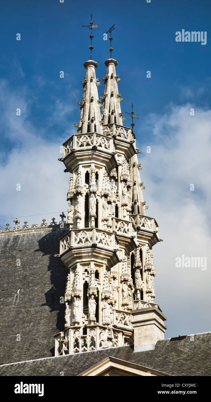 Town Hall, Grand Place, Grote Markt, Leuven, Fiandre, in Belgio Foto Stock
