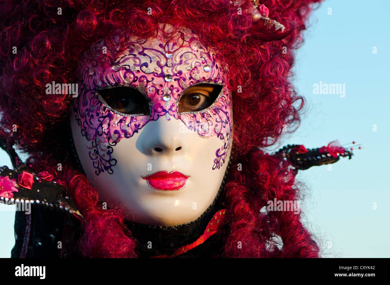 Maschera Veneziana, il Carnevale di Venezia, Venezia, Veneto, Italia, Europa Foto Stock