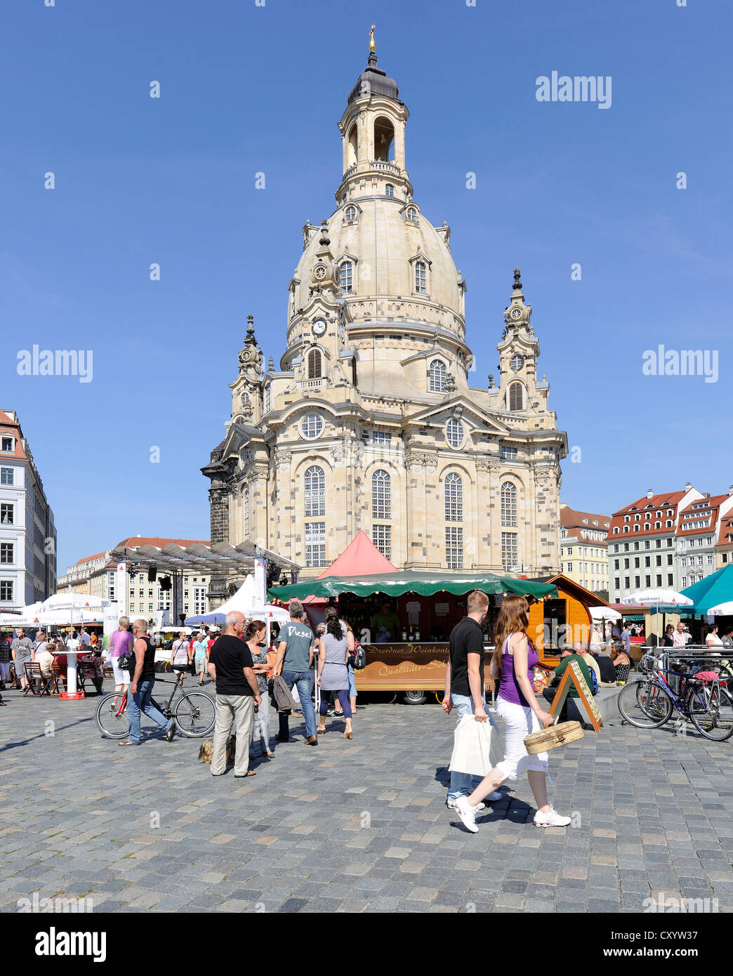 Festa della città di Dresda, Frauenkirche, piazza Neumarkt, Sassonia Foto Stock