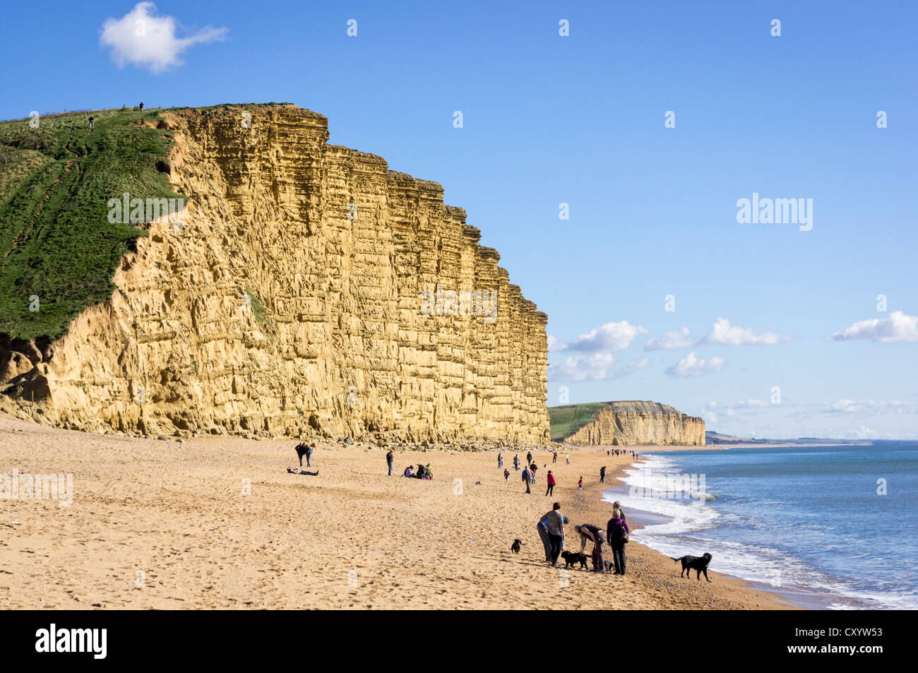 Jurassic Coast Beach a West Bay, Bridport, Dorset, England, Regno Unito Foto Stock