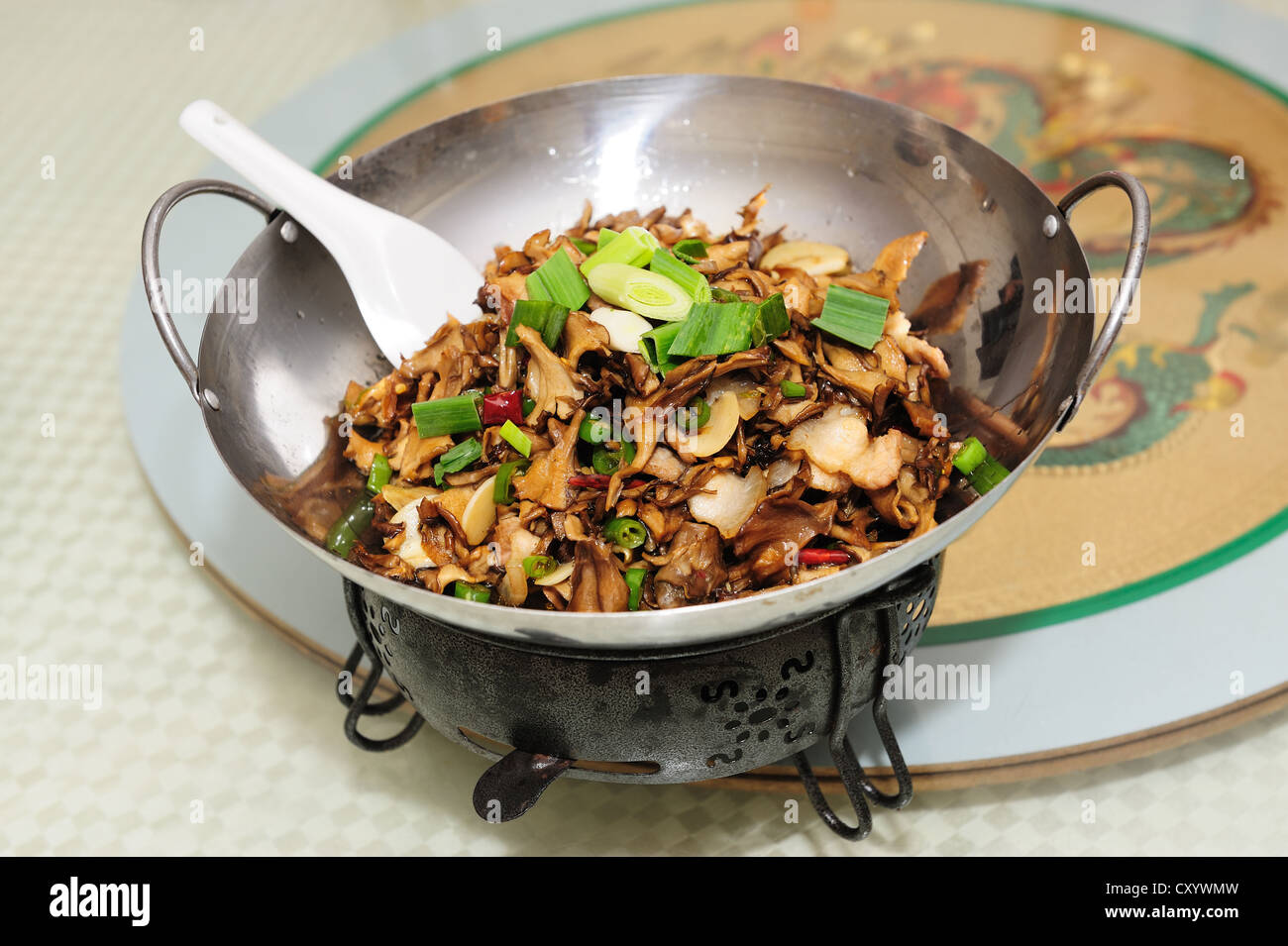 Cinese cucina Hunan - piastra cotti i funghi selvatici Foto Stock