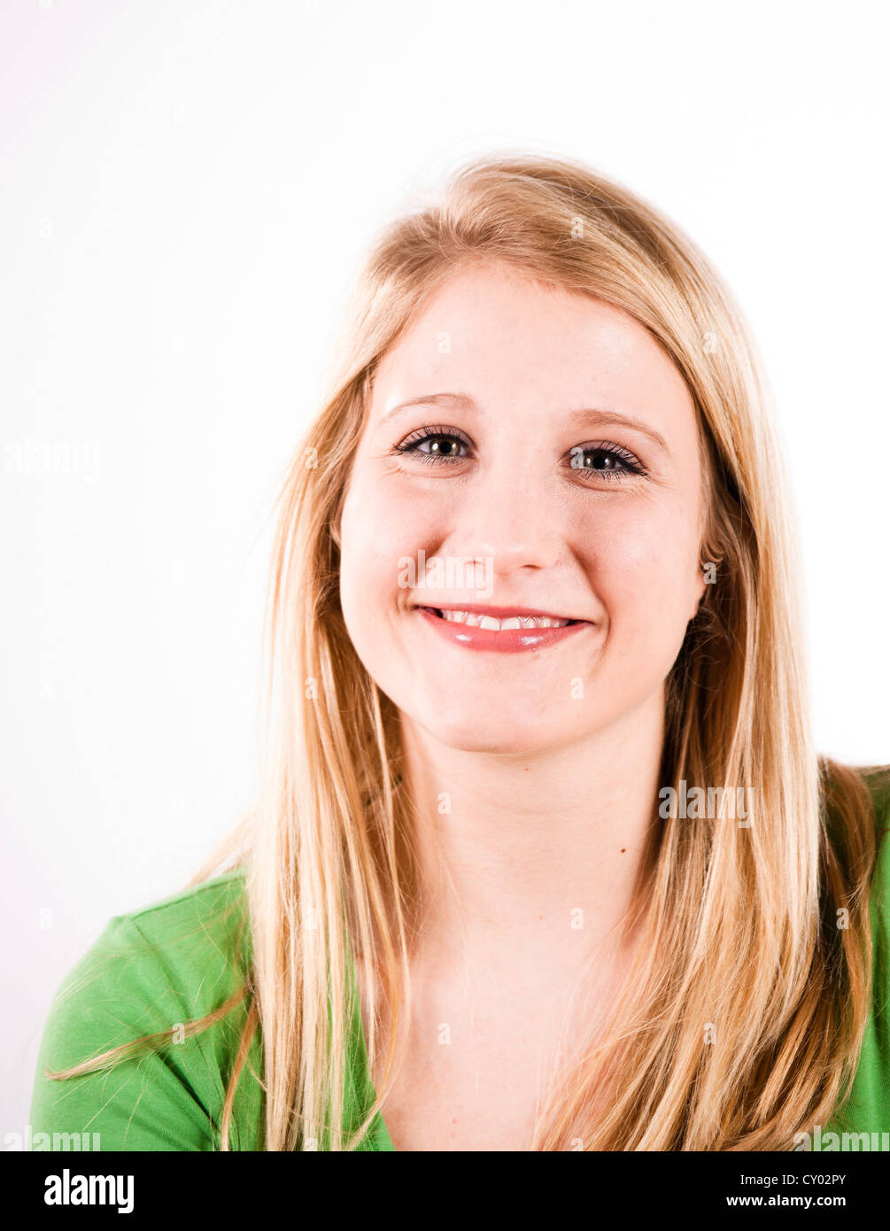 Sorridente giovane donna, ritratto Foto Stock