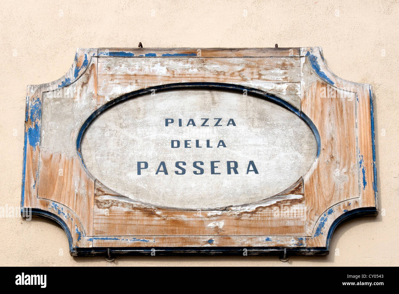 Lapide di marmo di Piazza della Passera, Firenze, Toscana, Italia, Sito Patrimonio Mondiale dell'UNESCO. Foto Stock