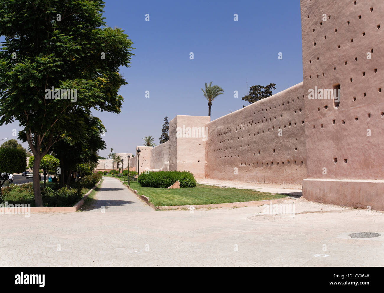 Le mura della città di Marrakech, Marrakech-Tensift-El Haouz, Marocco, Mahgreb, Africa Settentrionale, Africa Foto Stock