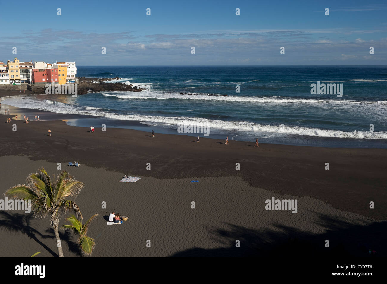 Spiaggia di Playa Jardin, Punta Brava, Puerto de la Cruz, Tenerife, Isole Canarie, Spagna, Europa Foto Stock