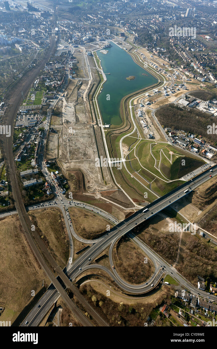 Vista aerea, Phoenix Lago, Hoerde, Dortmund, la zona della Ruhr, Renania settentrionale-Vestfalia Foto Stock
