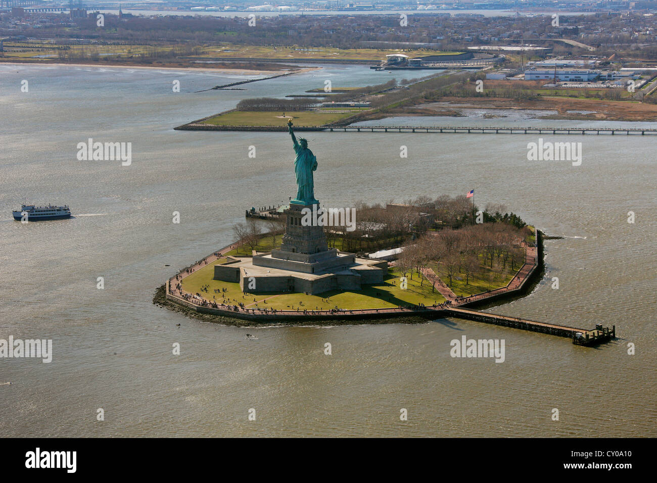 Vista aerea, volo turistico, la Statua della Libertà, Liberty Island, New York New York, Stati Uniti, America del Nord Foto Stock