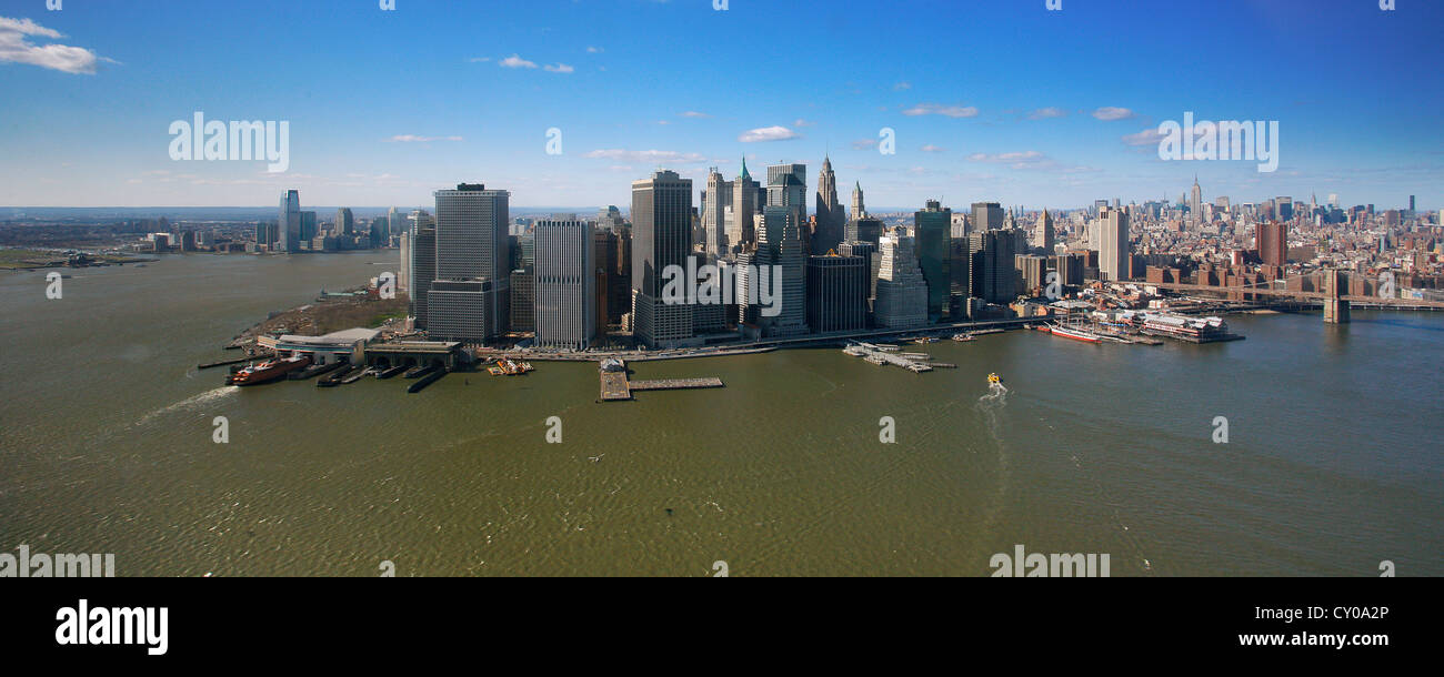 Vista aerea, volo turistico, punta meridionale di Manhattan, New York, New York, Stati Uniti, America del Nord Foto Stock
