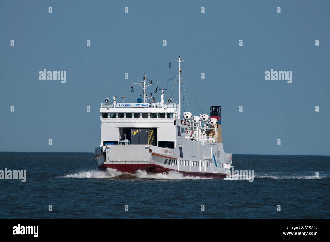 'Muensterland' ferry per l'isola di Borkum, Dell EMS AG, route Borkum-Emden Foto Stock